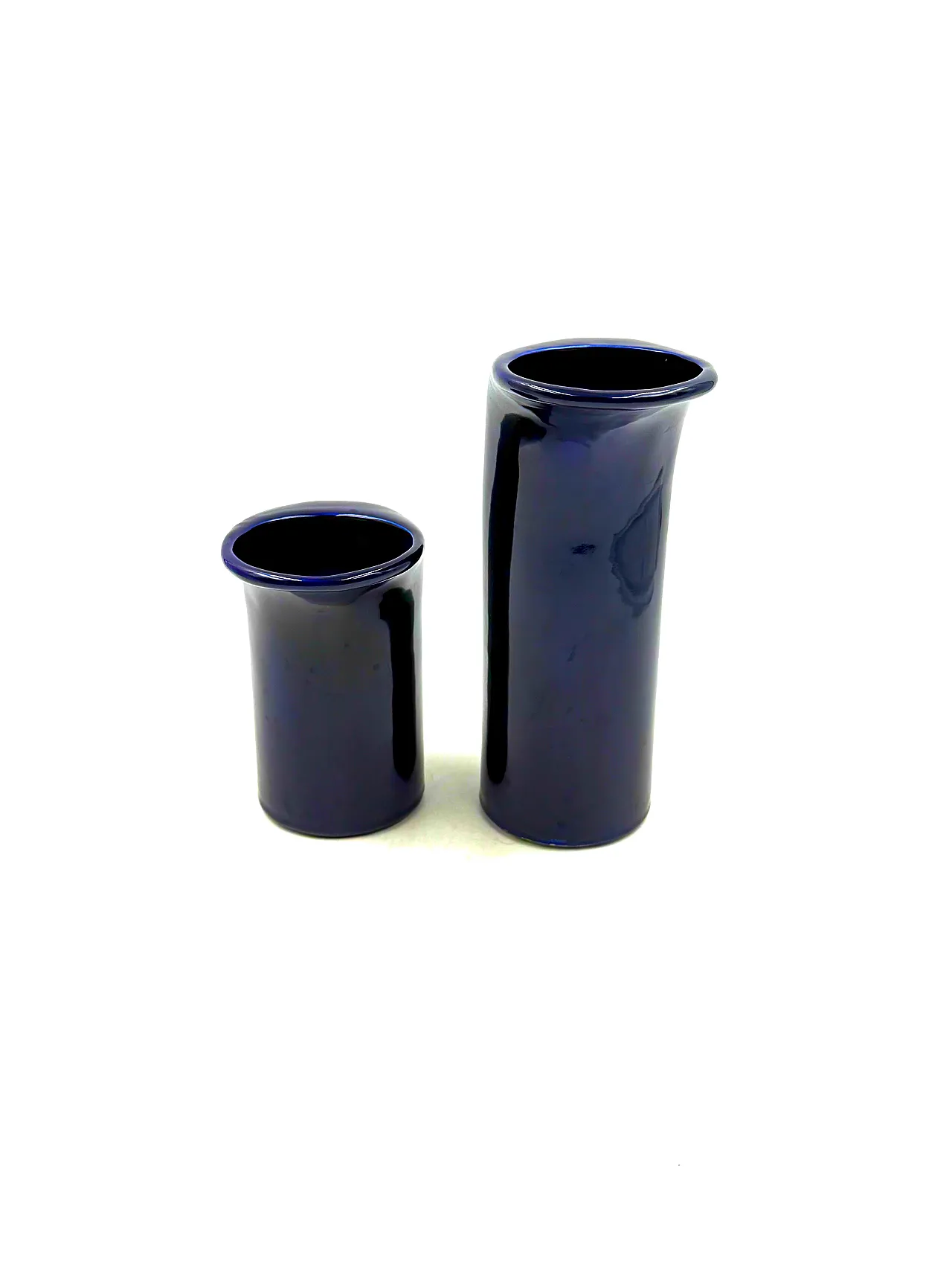 Space age set of 2 blue ceramic vase, Italy ca. 1970 9