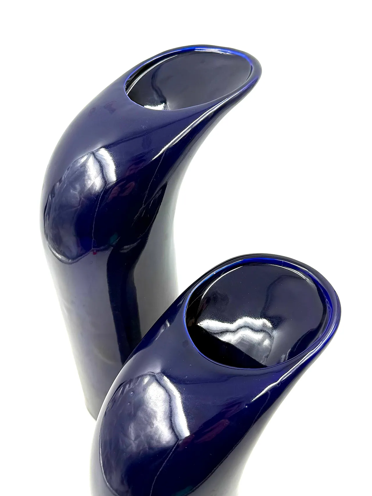 Space age set of 2 blue ceramic vase, Italy ca. 1970 13