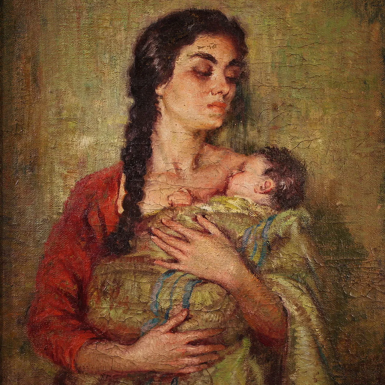 R. Gonzalez Carbonell, Maternity, oil painting signed, 20th century 1