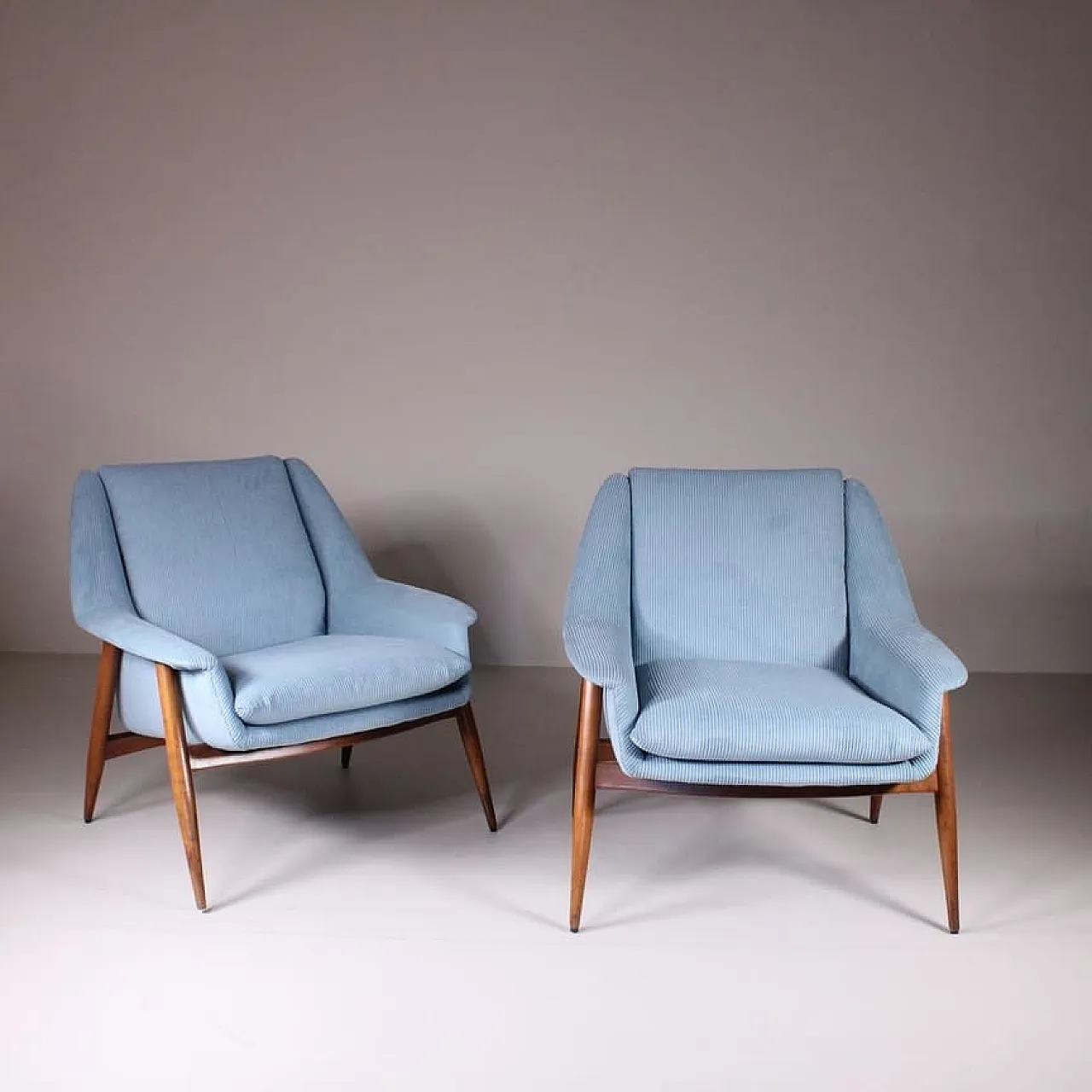 Pair of Blu Mod. 854 armchairs by Walter Knoll for Cassina, 1950s 1