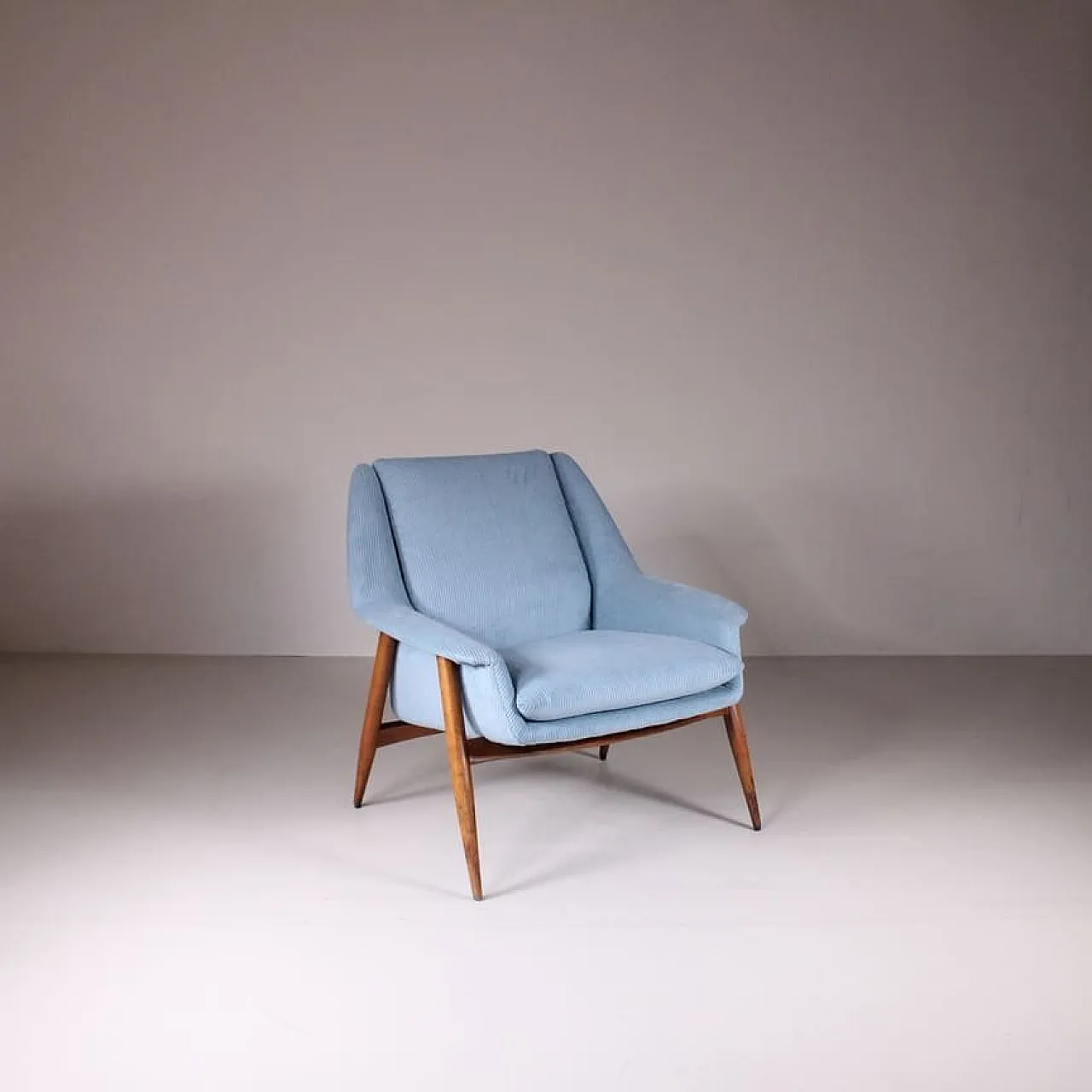 Pair of Blu Mod. 854 armchairs by Walter Knoll for Cassina, 1950s 7