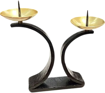 Brutalist metal candle holder, 1960s