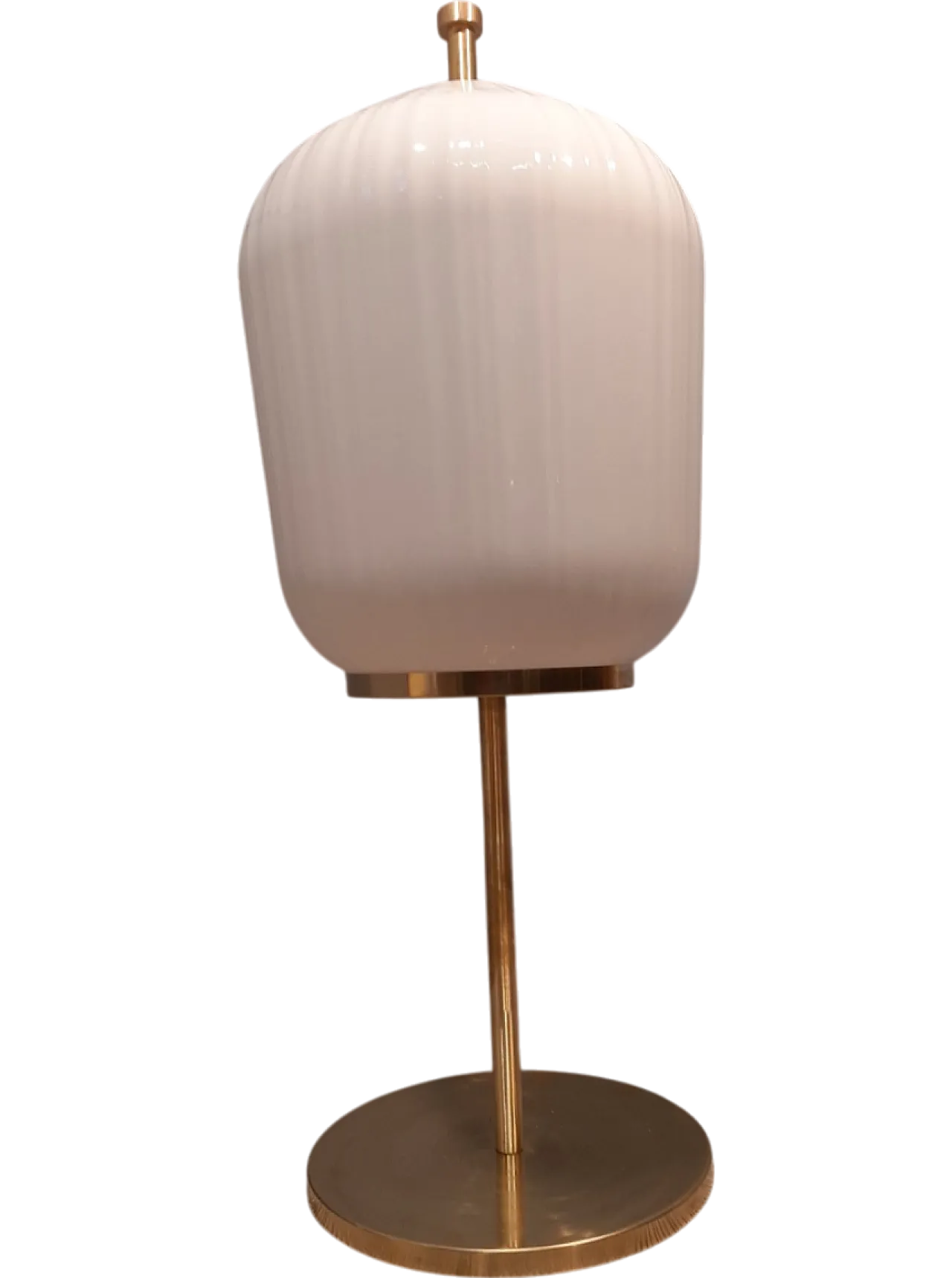 Satin-finished brass and ribbed milky glass lamp, 2000s 19