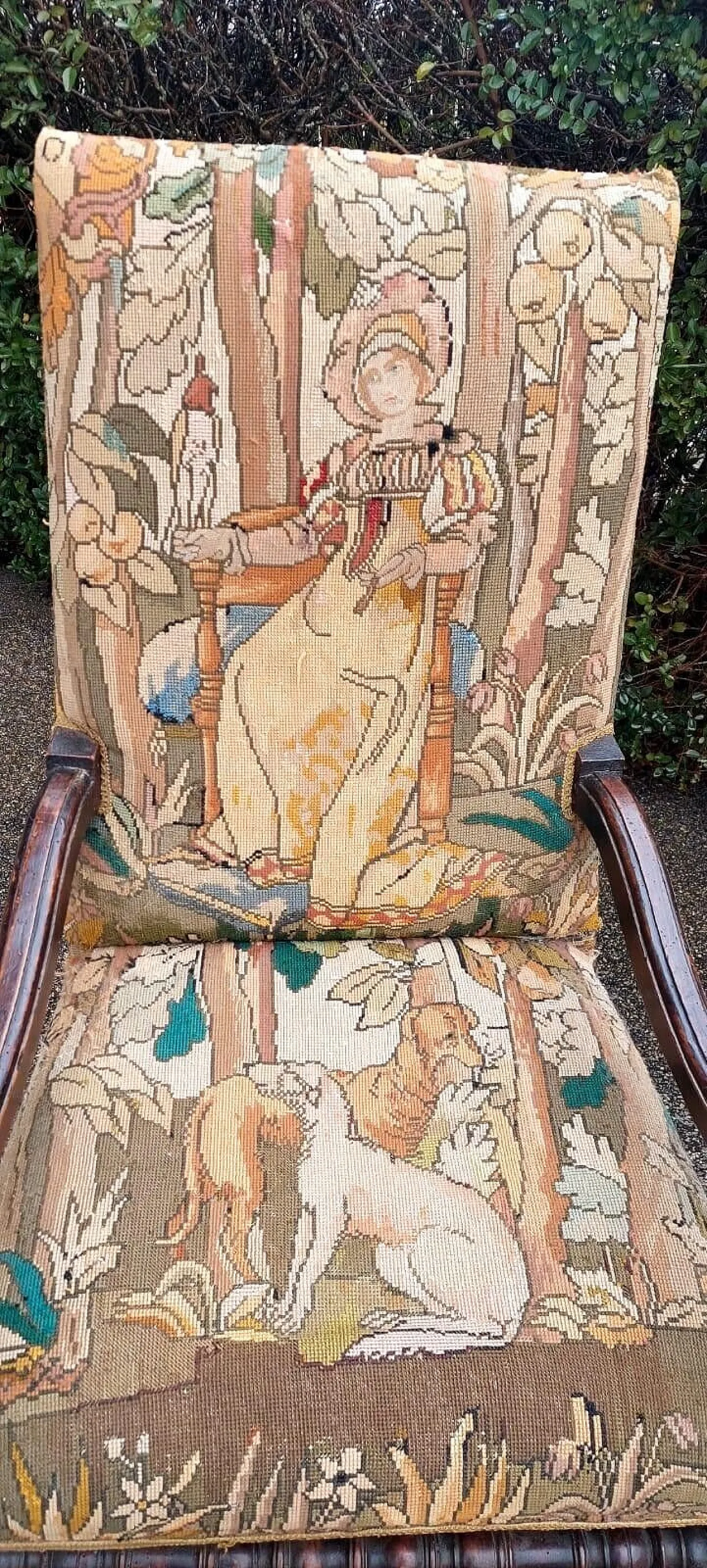 Walnut French tapestry armchair, 17th century 5