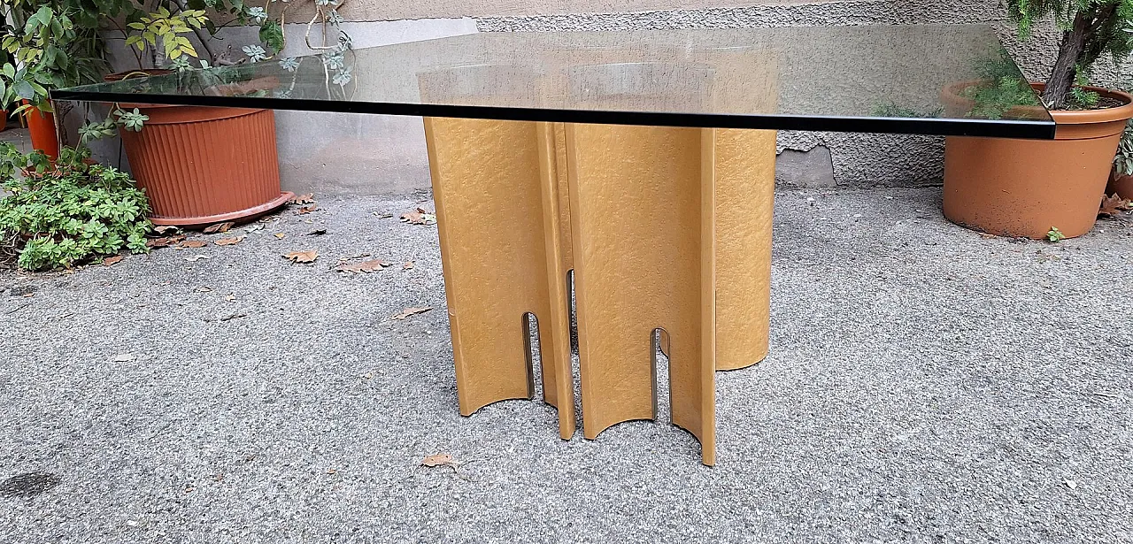 Glass and aluminium dining table by Saporiti, 1970s 2