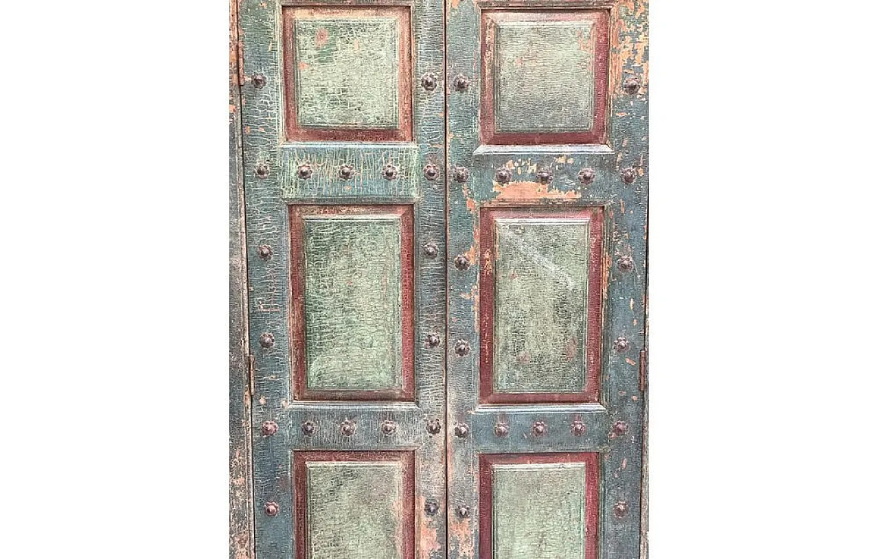 Indian teakwood wardrobe with columns and temple doors, 20th century 4