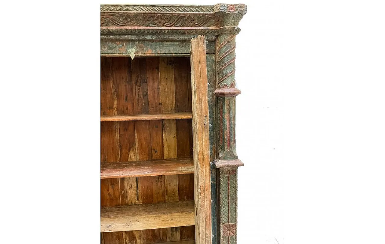 Indian teakwood wardrobe with columns and temple doors, 20th century 10