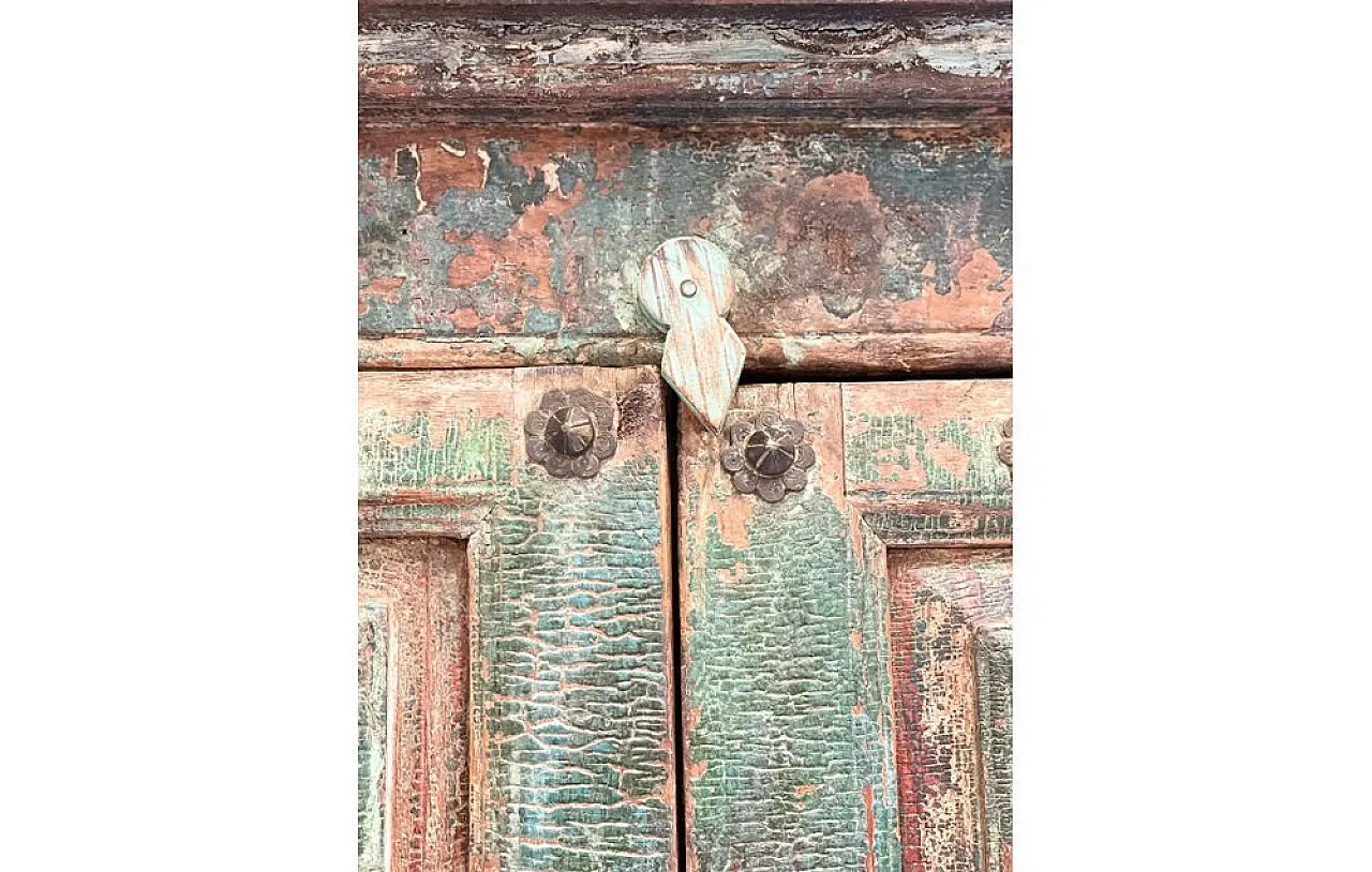 Indian teakwood wardrobe with columns and temple doors, 20th century 19