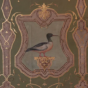 Boiserie tempera panels with birds on paper, 19th century