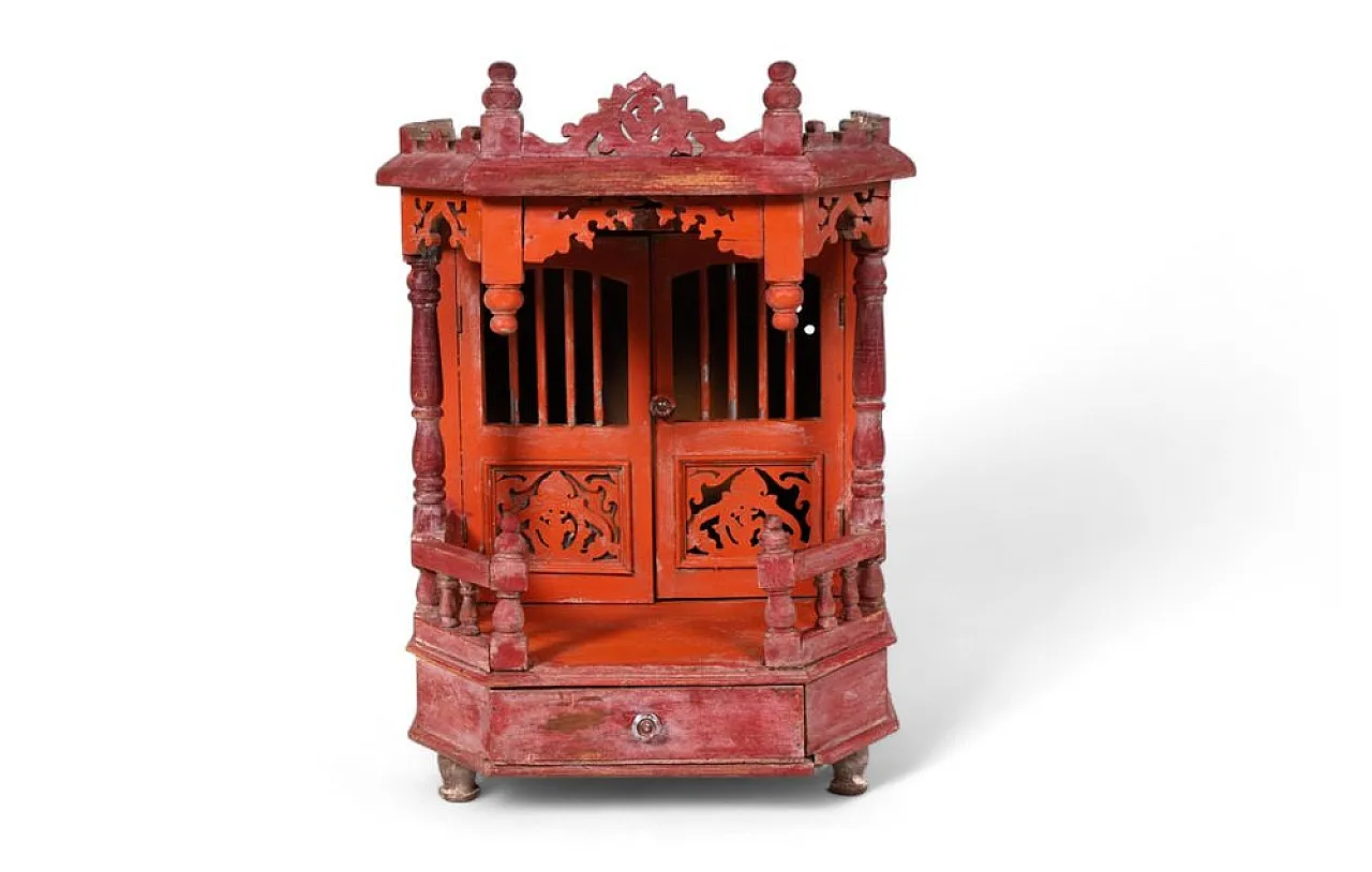 Indian hand-carved teak temple, mid-20th century 1