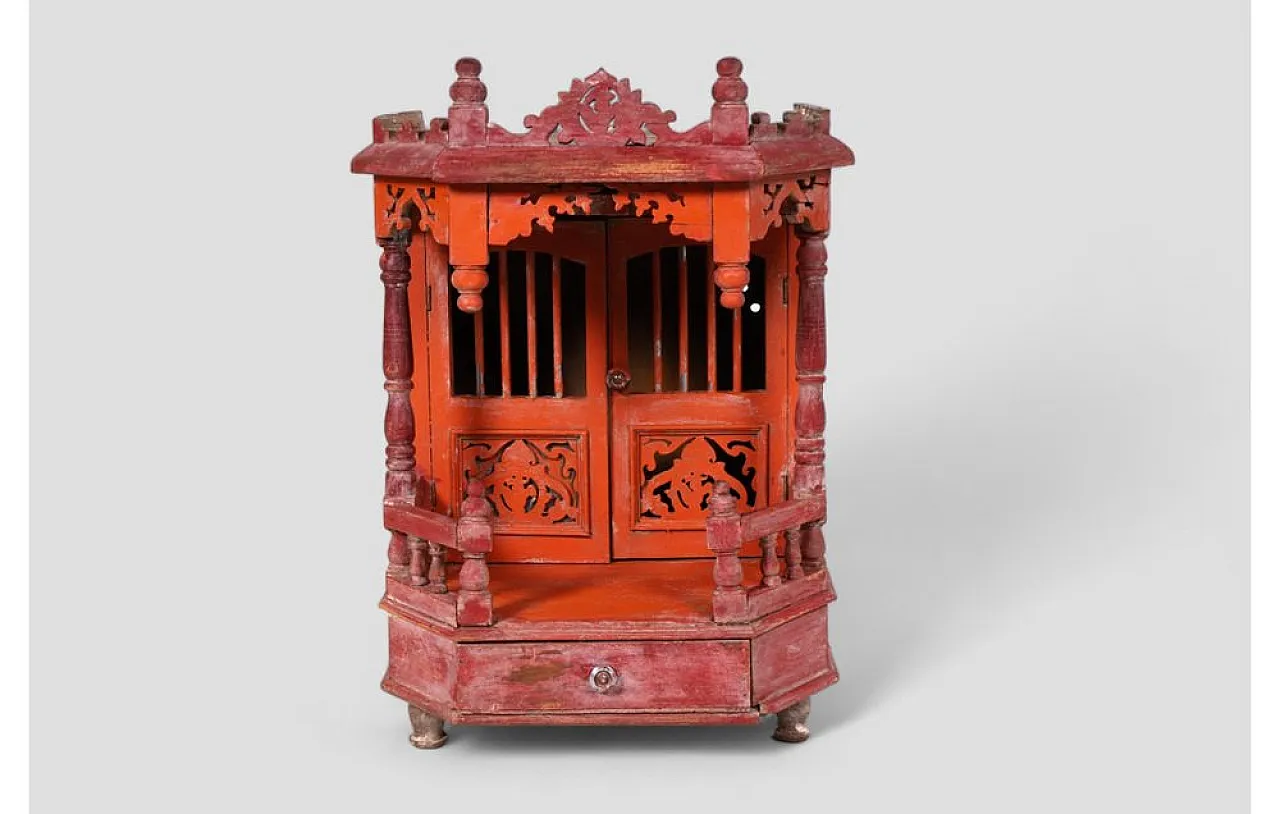 Indian hand-carved teak temple, mid-20th century 2