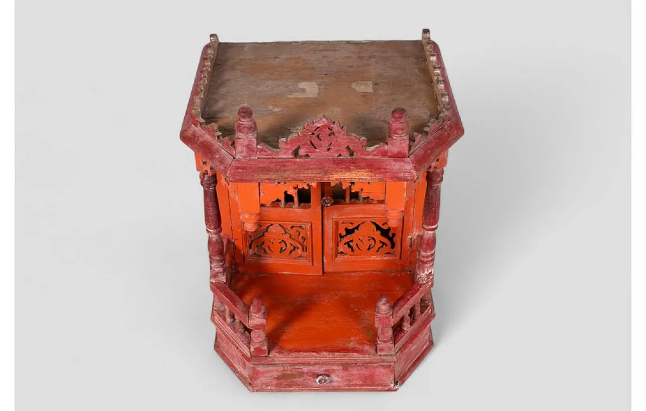 Indian hand-carved teak temple, mid-20th century 3