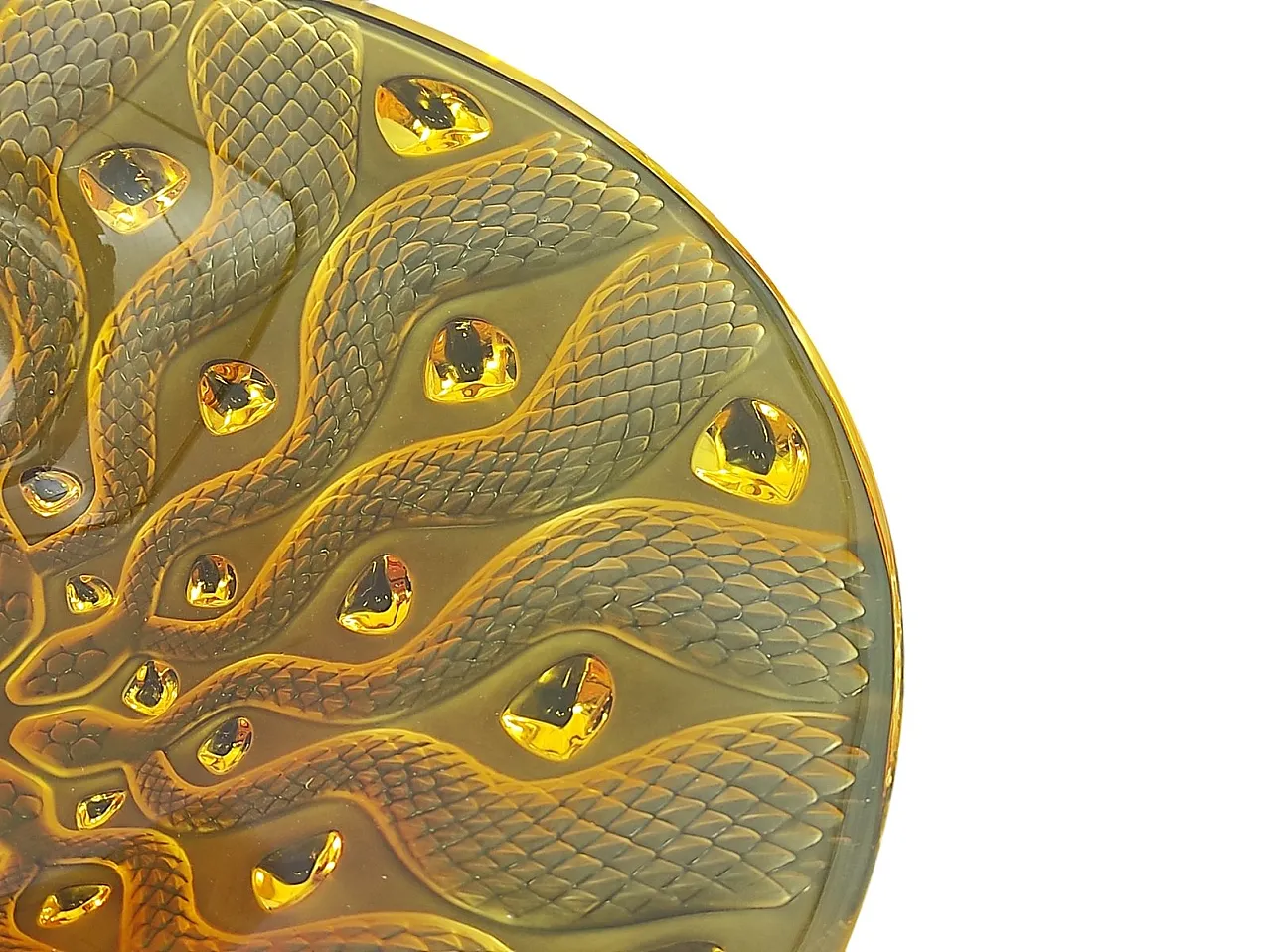 Snake effect amber crystal centrepiece by Lalique, 2000s 7