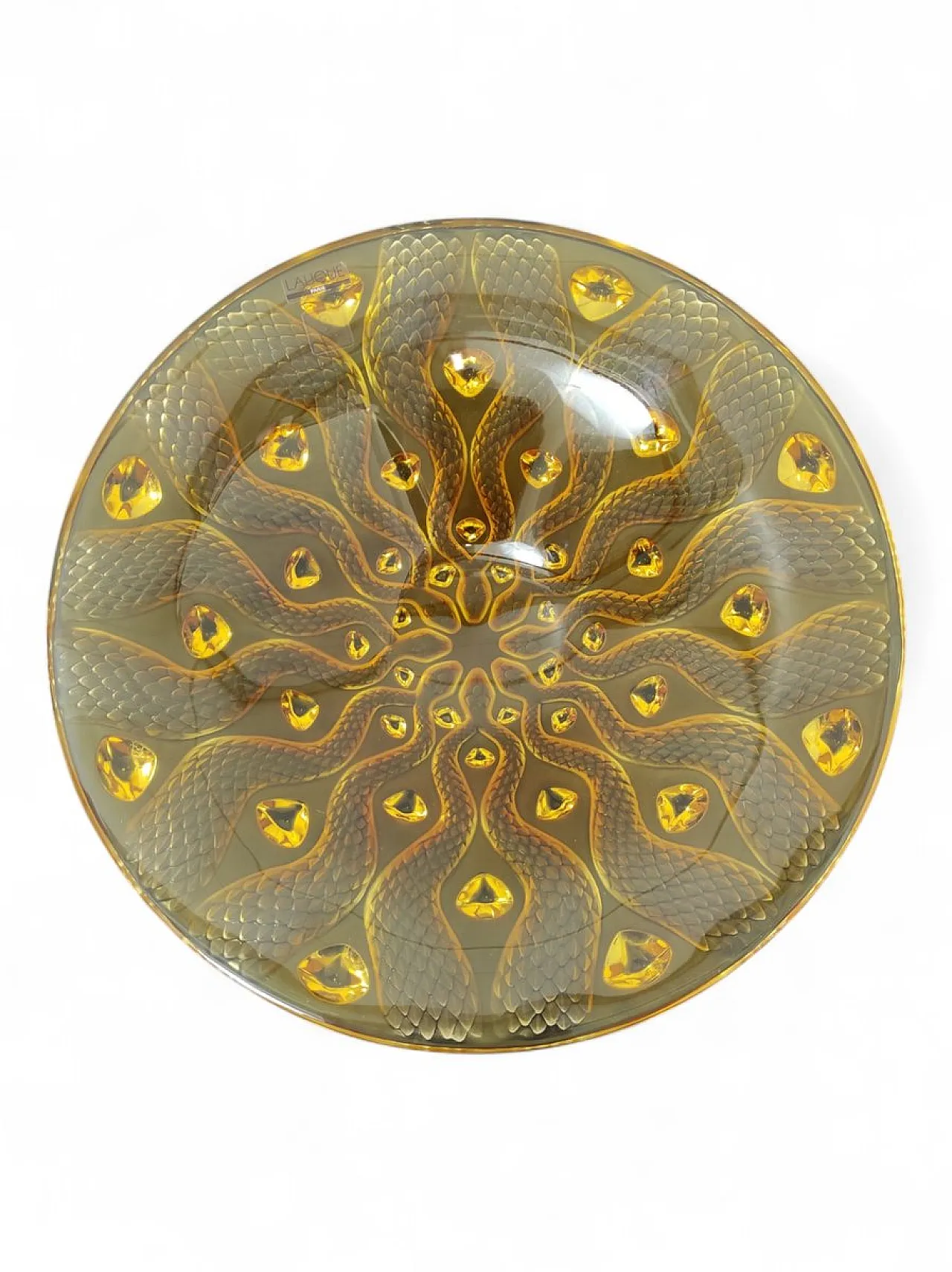 Snake effect amber crystal centrepiece by Lalique, 2000s 8