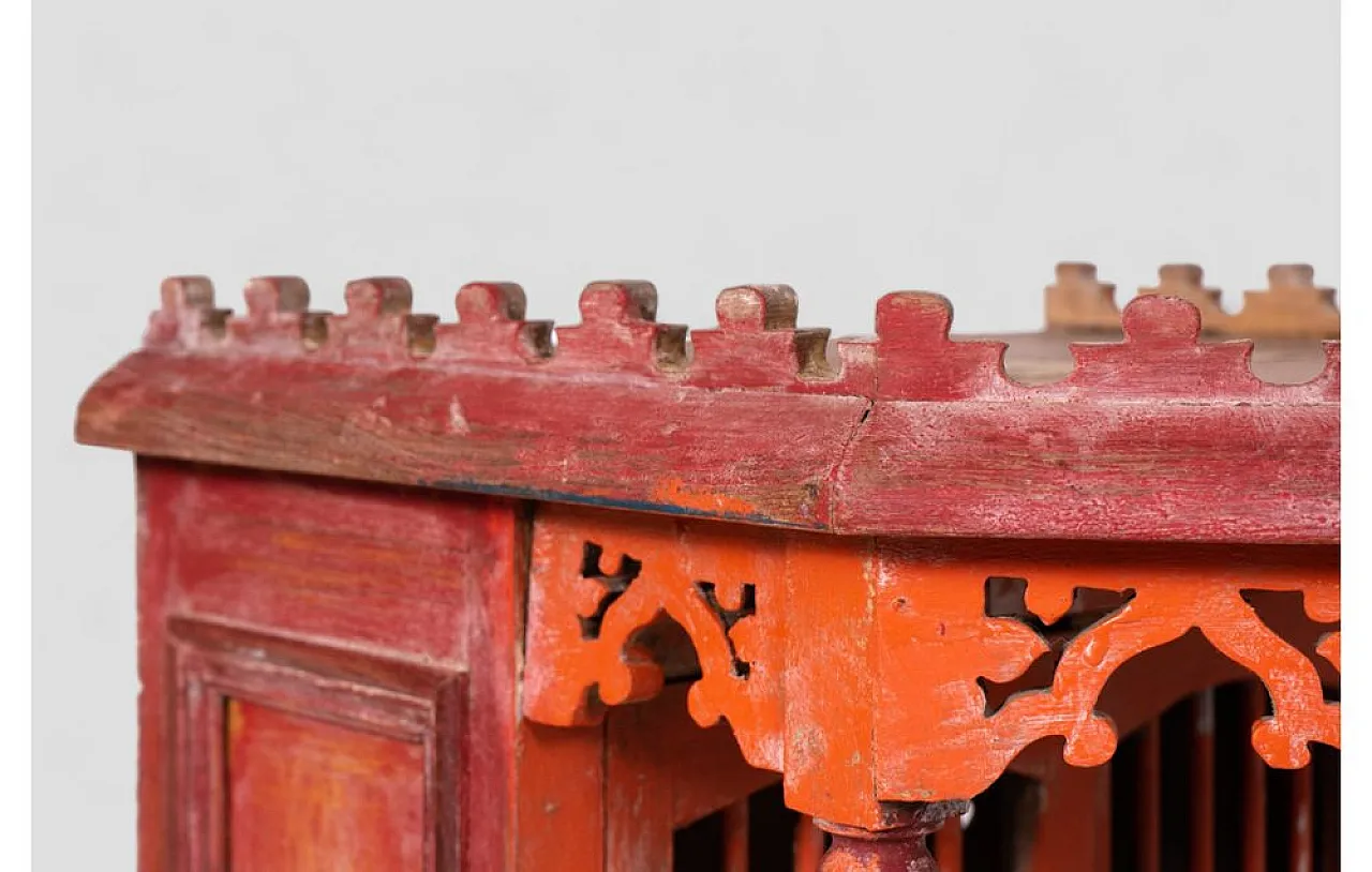 Indian hand-carved teak temple, mid-20th century 6