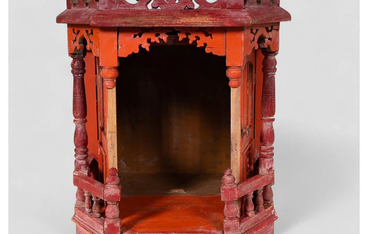 Indian hand-carved teak temple, mid-20th century 8