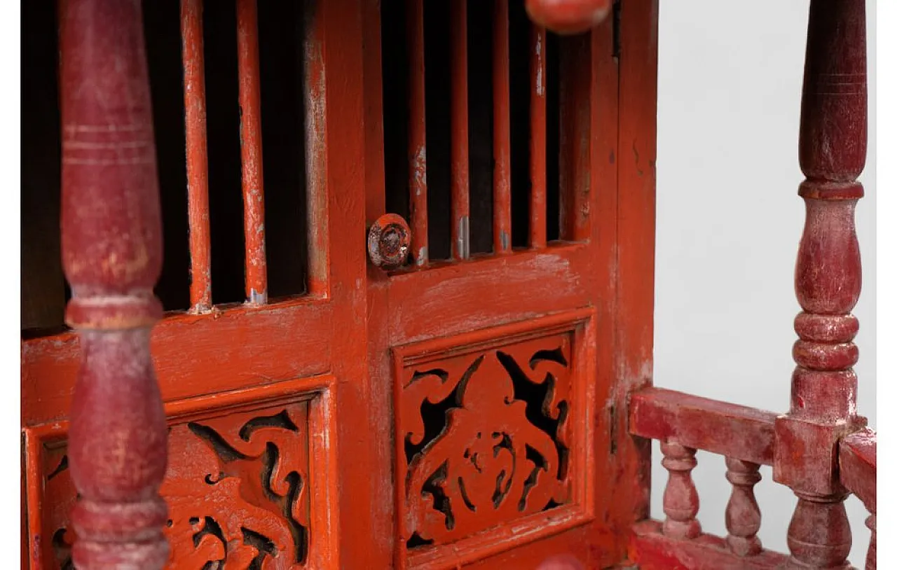 Indian hand-carved teak temple, mid-20th century 9