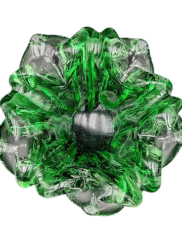 Green Murano glass ashtray bullicante by Barovier, 1970s