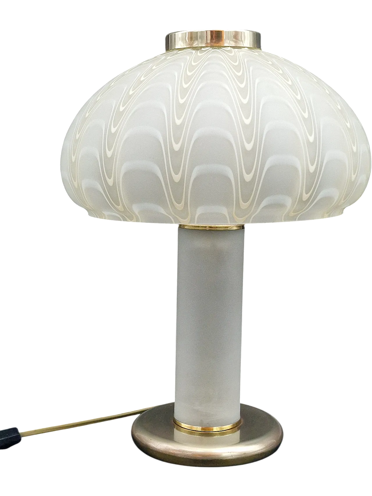 Lampada da tavolo in vetro satinato e ottone, anni '70 5