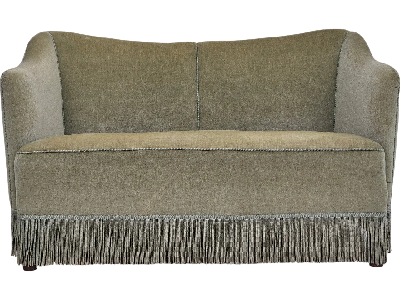 Danish 2 seater sofa green velour, 1960s 16