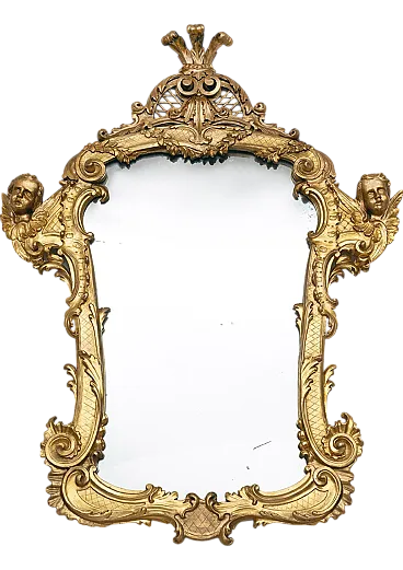 Mirror in golden and carved wood, 18th century