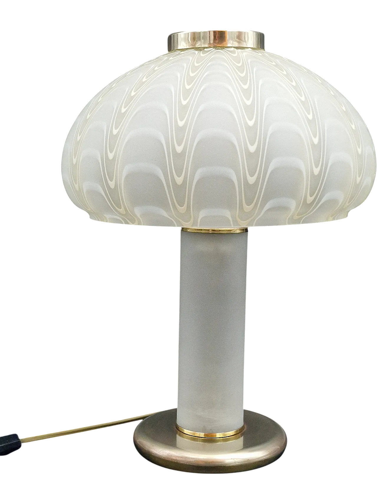 Lampada da tavolo in vetro satinato e ottone, anni '70 6