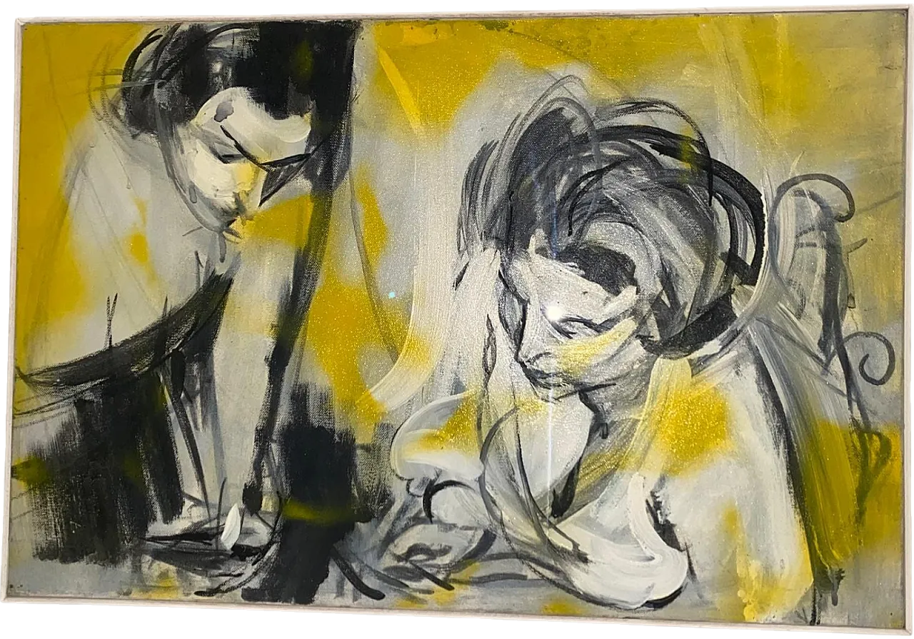 Due donne, olio su tela, anni '60 5