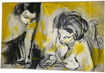 Due donne, olio su tela, anni '60