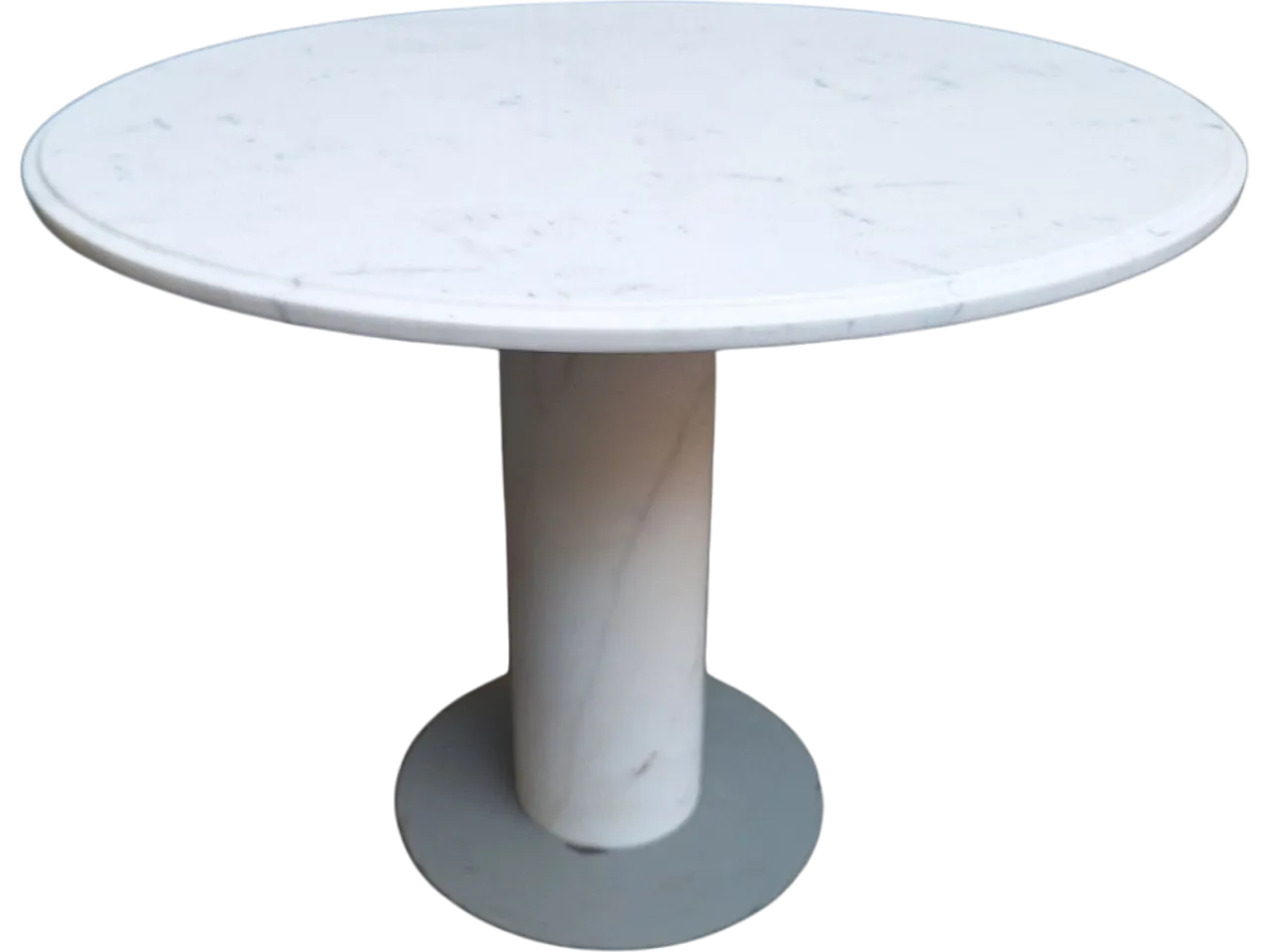 Carrara marble dining table with column, 1980s 5