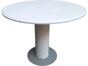 Carrara marble dining table with column, 1980s