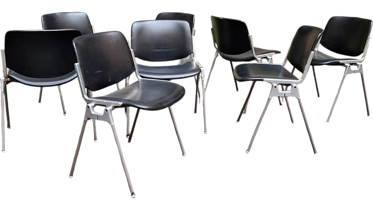 4 DSC faux leather chairs by G Piretti for Anonima Castalli, 1980s 23