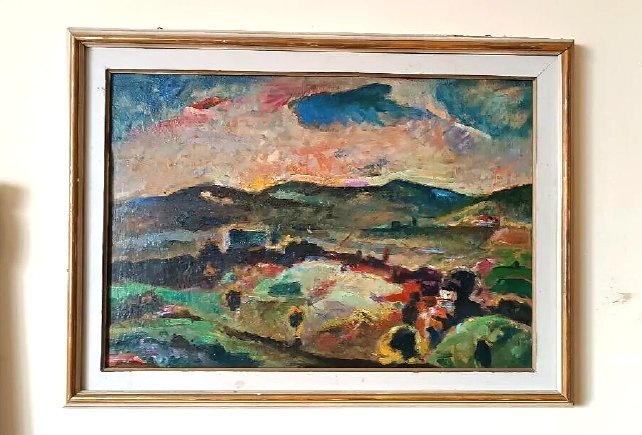 Paesaggio di Dilvo Lotti, olio su tavola, anni '30 1