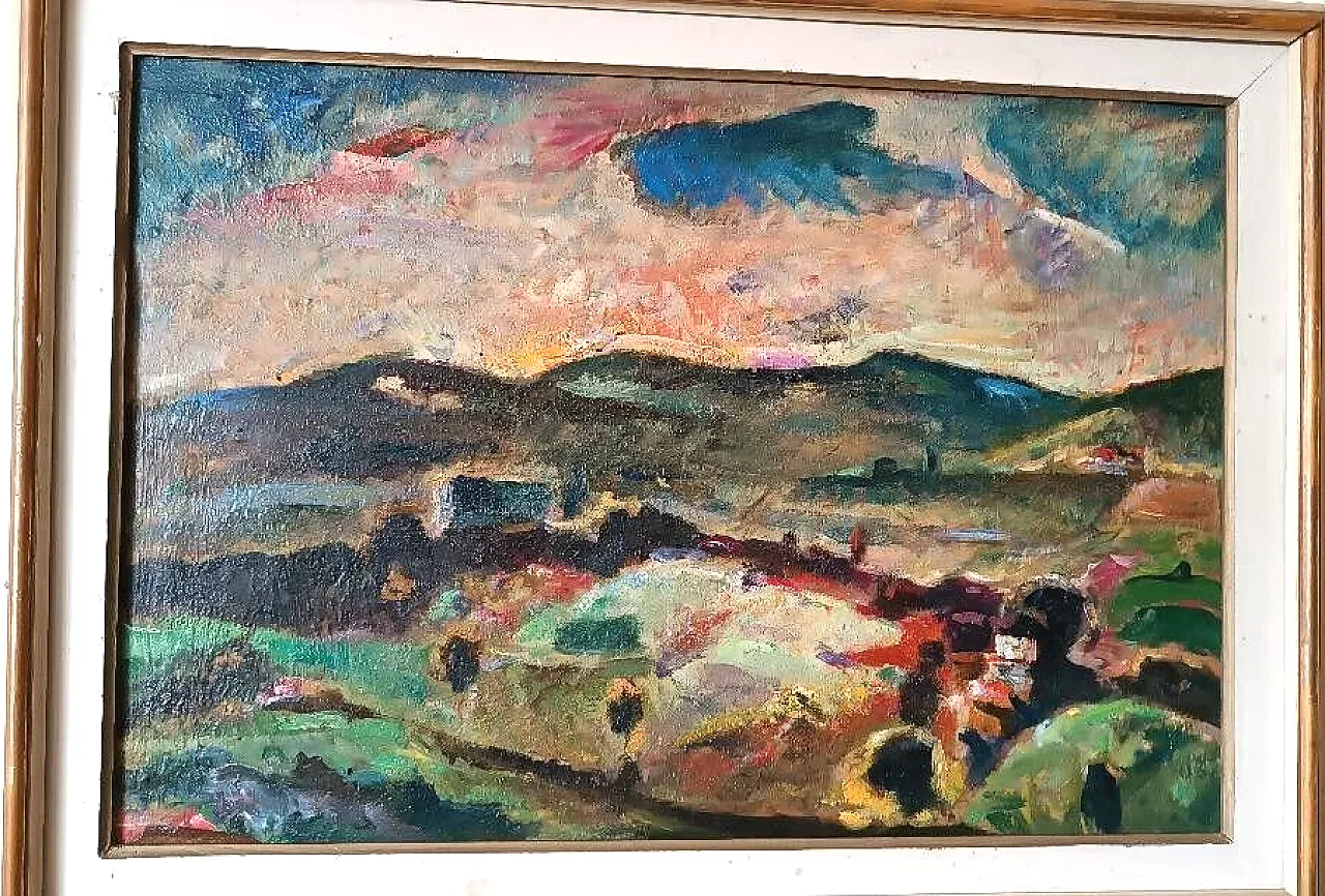 Paesaggio di Dilvo Lotti, olio su tavola, anni '30 3