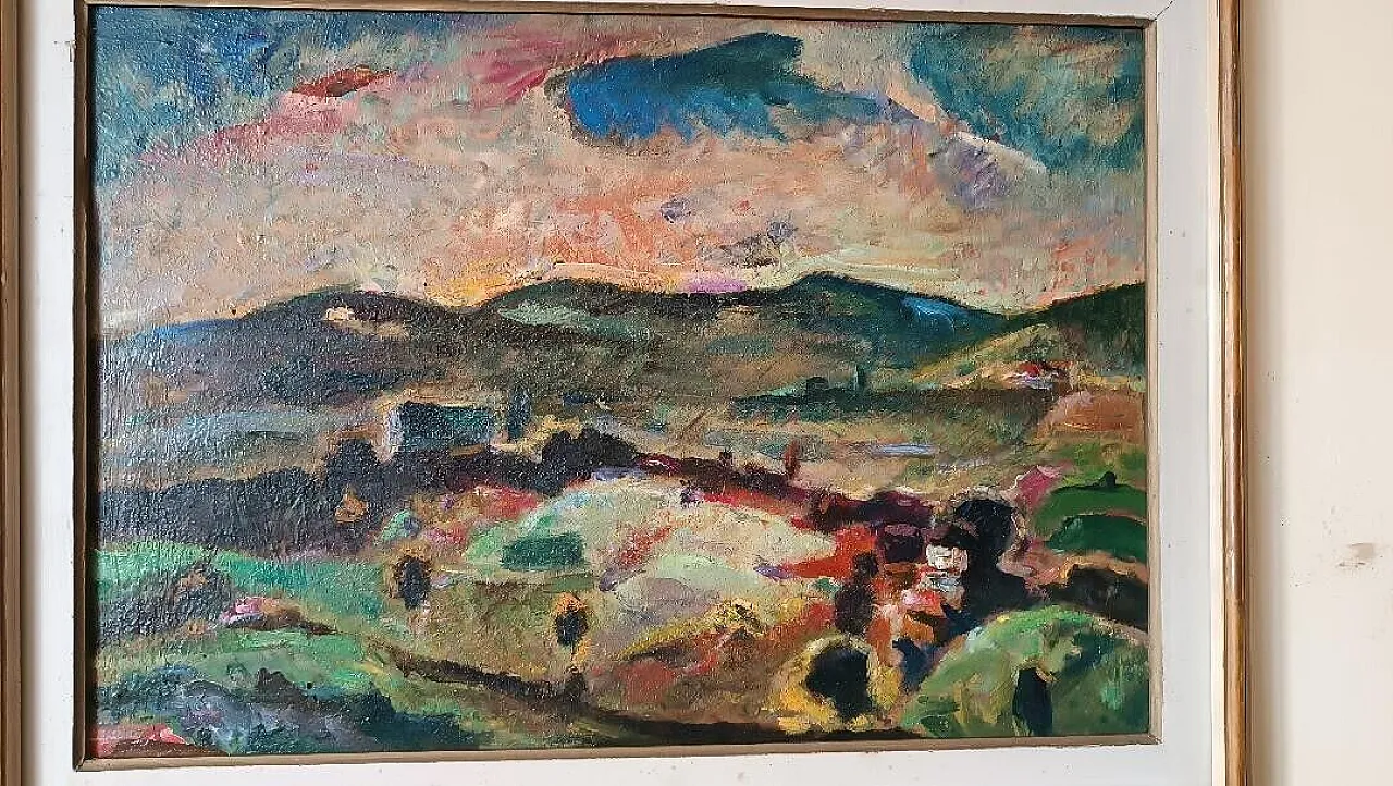 Paesaggio di Dilvo Lotti, olio su tavola, anni '30 4