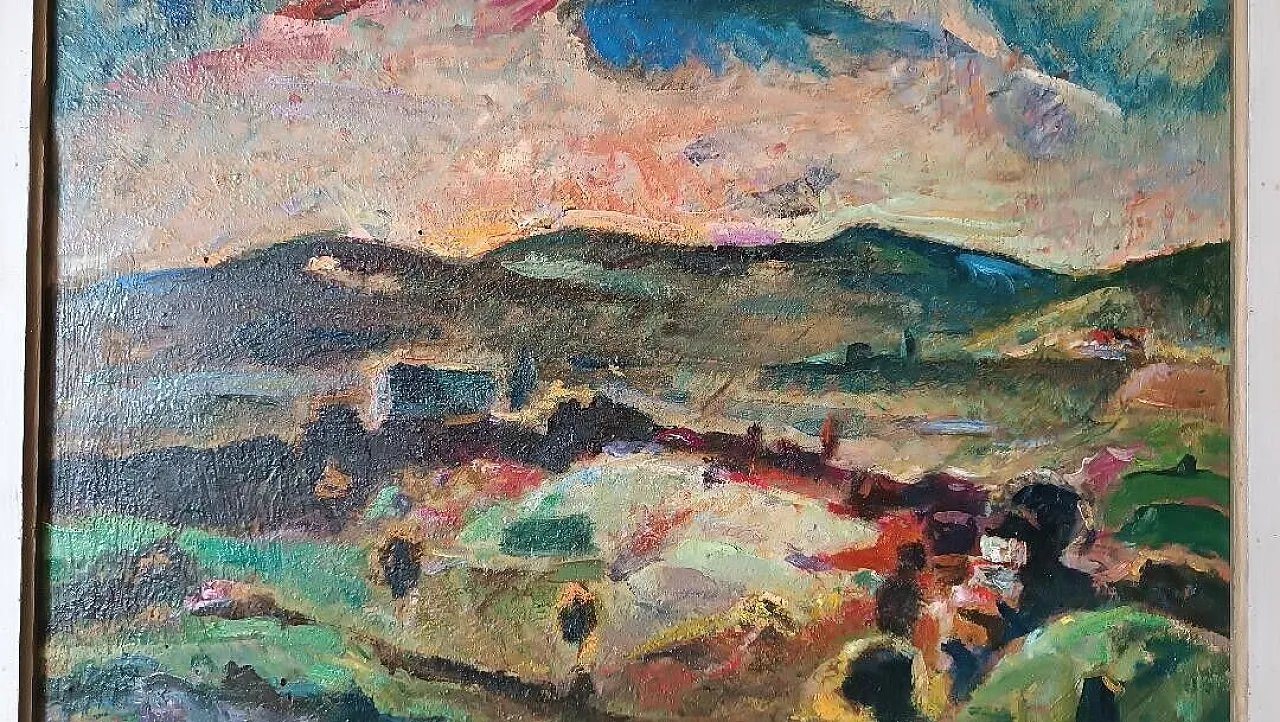 Paesaggio di Dilvo Lotti, olio su tavola, anni '30 5