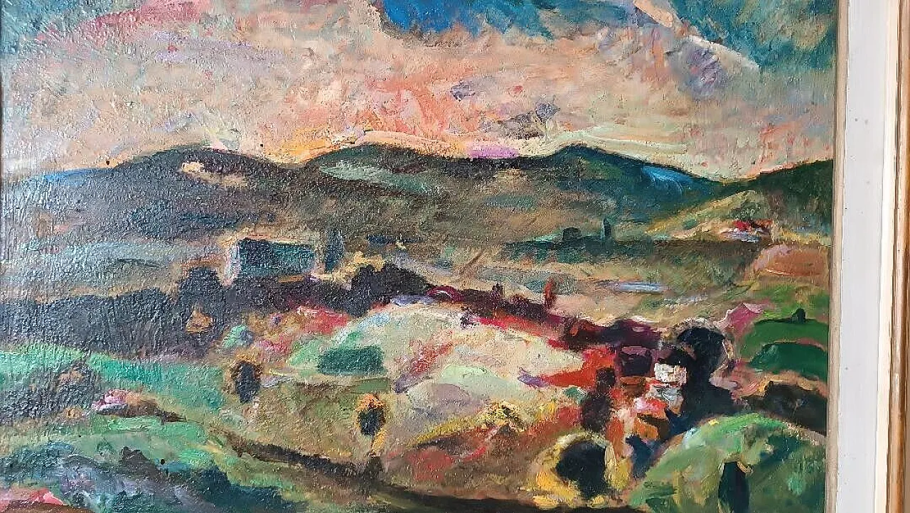 Paesaggio di Dilvo Lotti, olio su tavola, anni '30 6