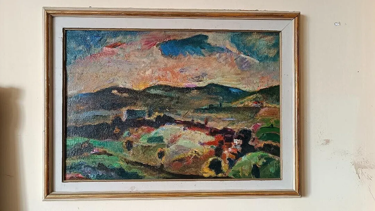 Paesaggio di Dilvo Lotti, olio su tavola, anni '30 12