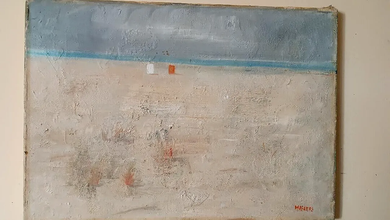 Versilian Beach by Enzo Masieri, oil on canvas, 1900s 2