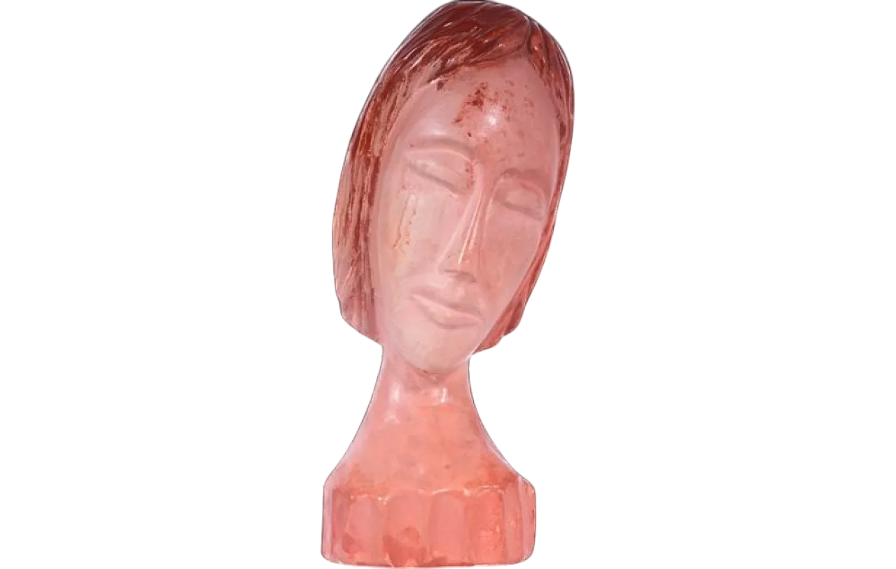 Volto femminile, scultura in gesso di Enzo Bisi, anni 2000 7