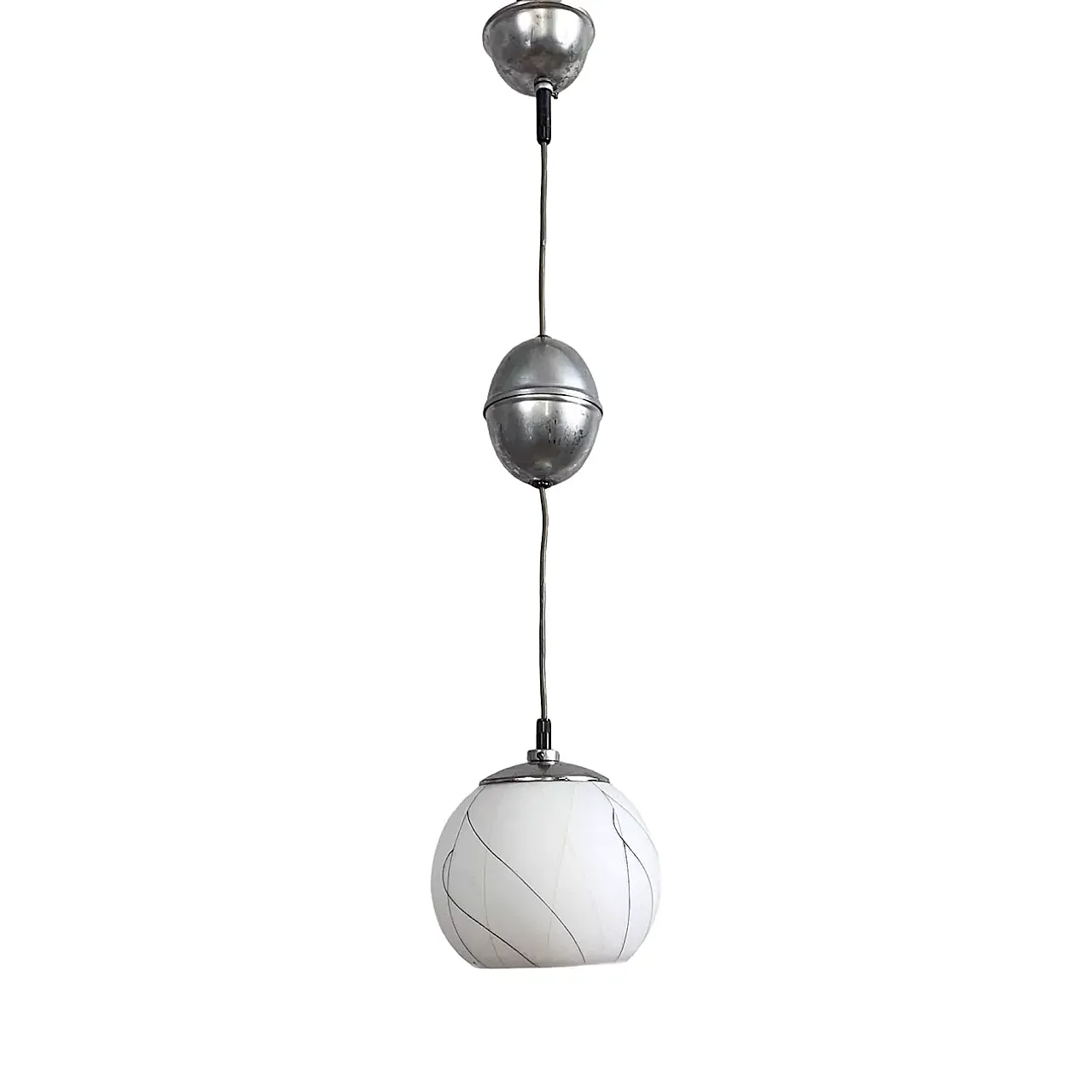 Chrome-plated pendant lamp Elektroinstala Děčín, 1950s 1