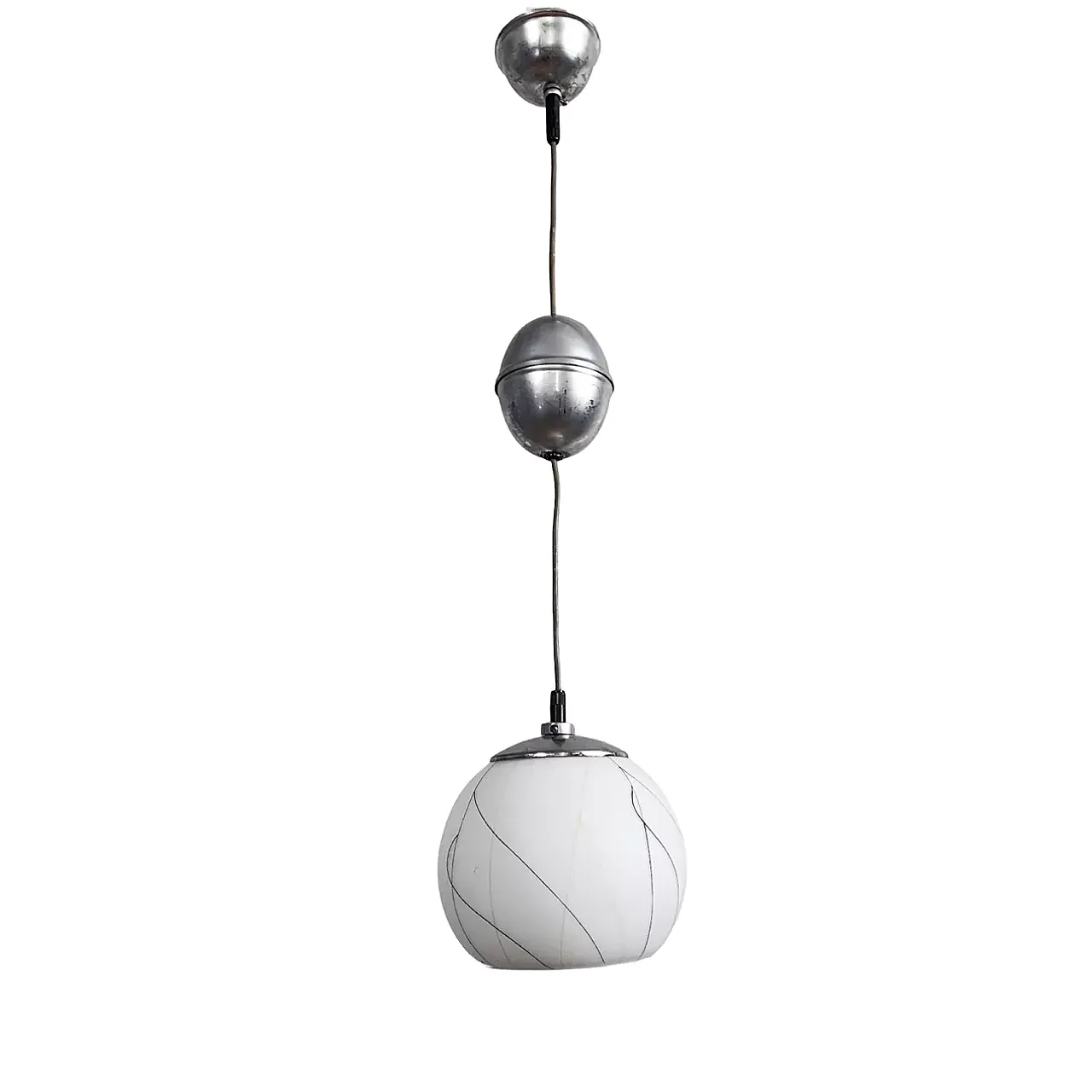 Chrome-plated pendant lamp Elektroinstala Děčín, 1950s 2