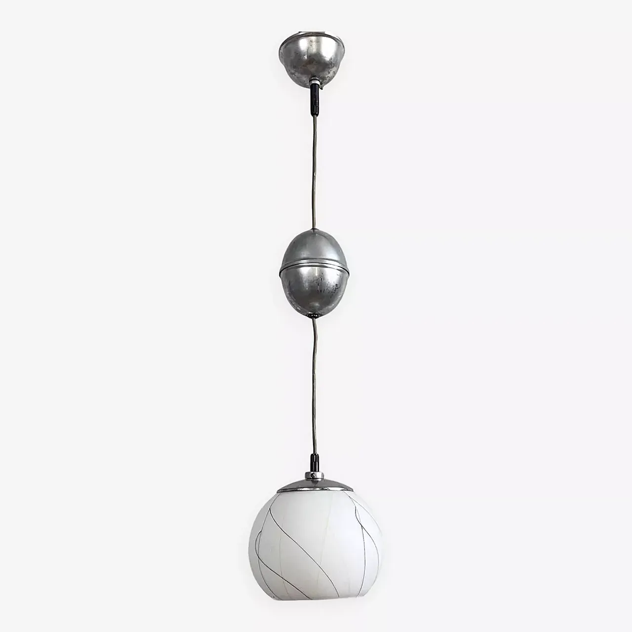 Chrome-plated pendant lamp Elektroinstala Děčín, 1950s 4