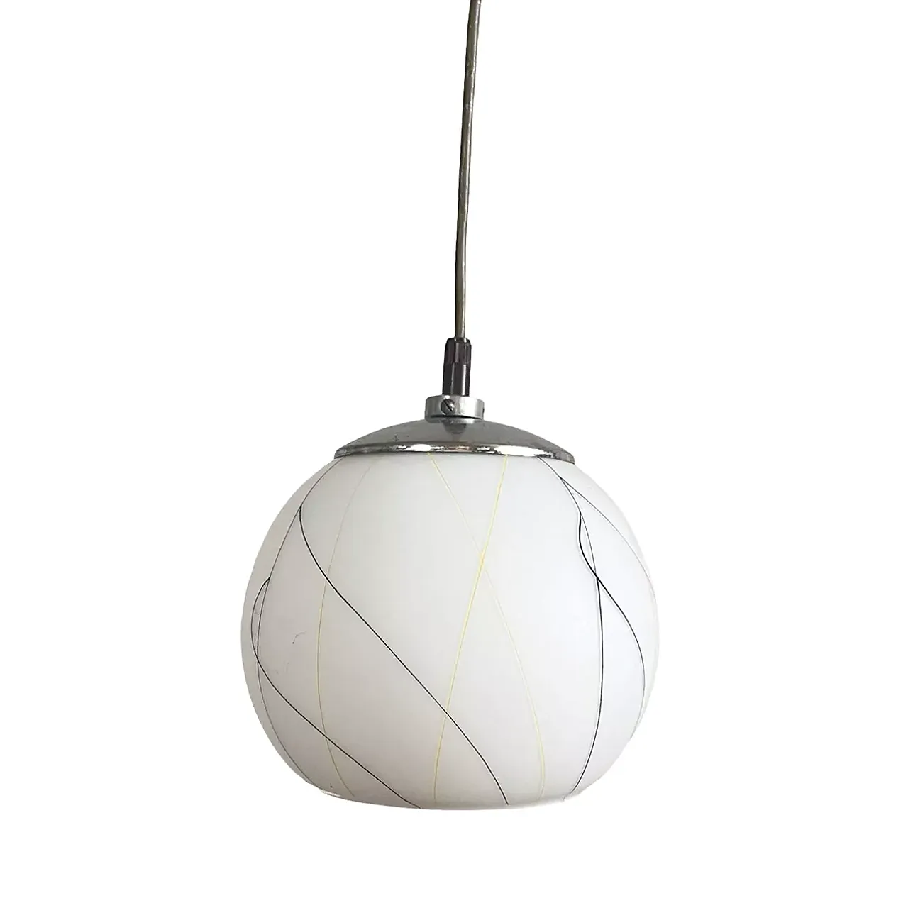 Chrome-plated pendant lamp Elektroinstala Děčín, 1950s 6