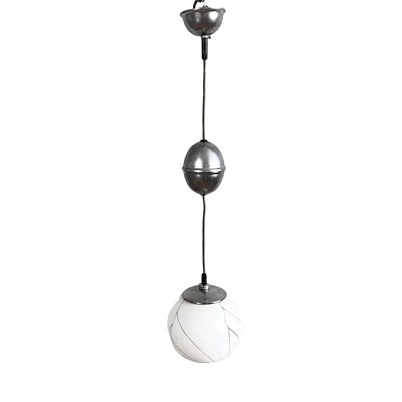 Chrome-plated pendant lamp Elektroinstala Děčín, 1950s 9