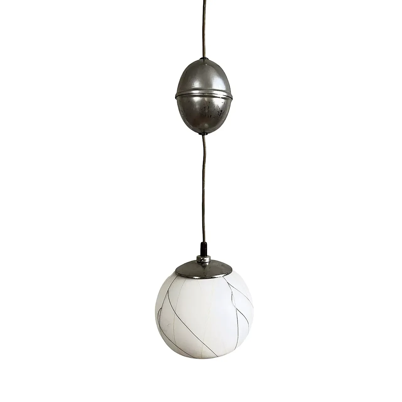 Chrome-plated pendant lamp Elektroinstala Děčín, 1950s 12