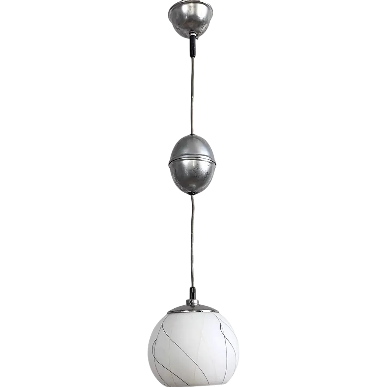 Chrome-plated pendant lamp Elektroinstala Děčín, 1950s 13