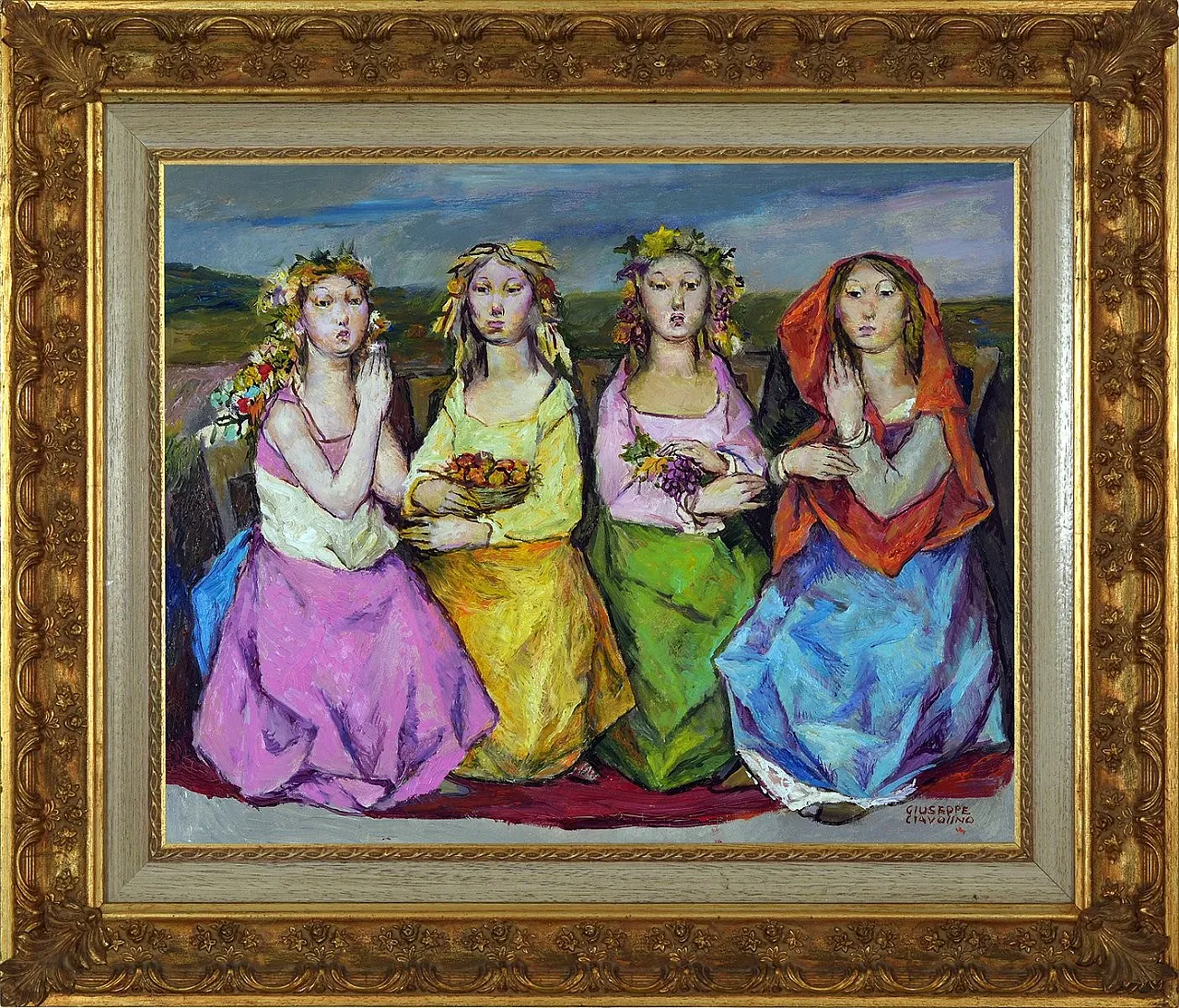 The Four Seasons by Giuseppe Ciavolino, oil on canvas, 1920s 10