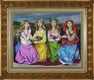 The Four Seasons by Giuseppe Ciavolino, oil on canvas, 1920s