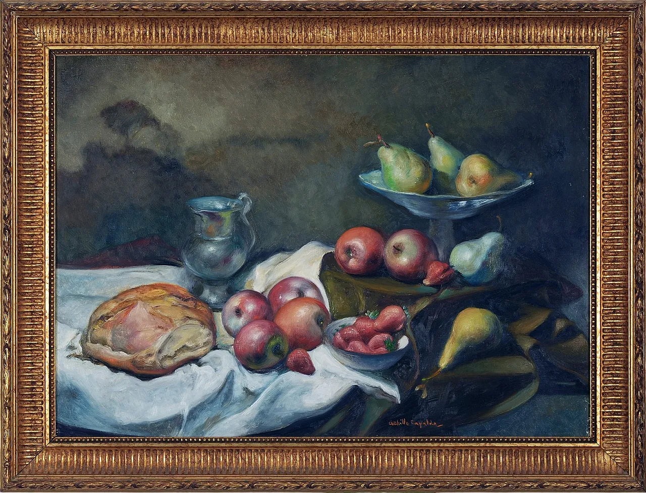 Still Life by Achille Capaldo, oil on canvas with frame, 1930s 8