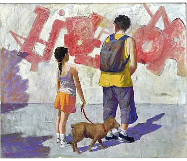 Graffito Rosso by Renato Criscuolo, oil on canvas, 2000s